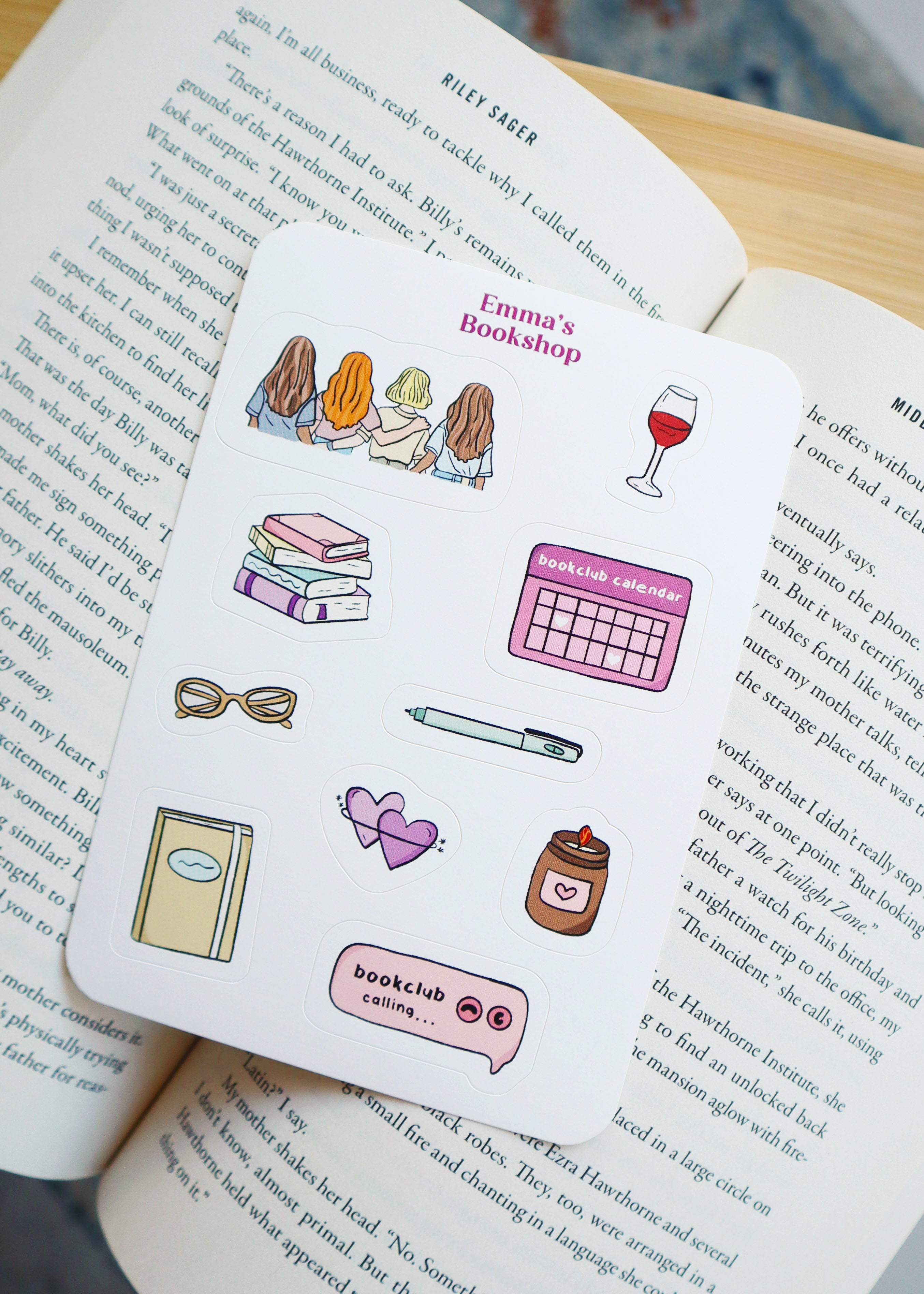 Stickers 'bookclub calling...'