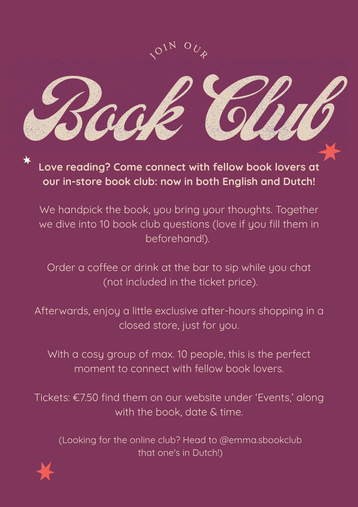 English Bookclub Ticket • september 2026