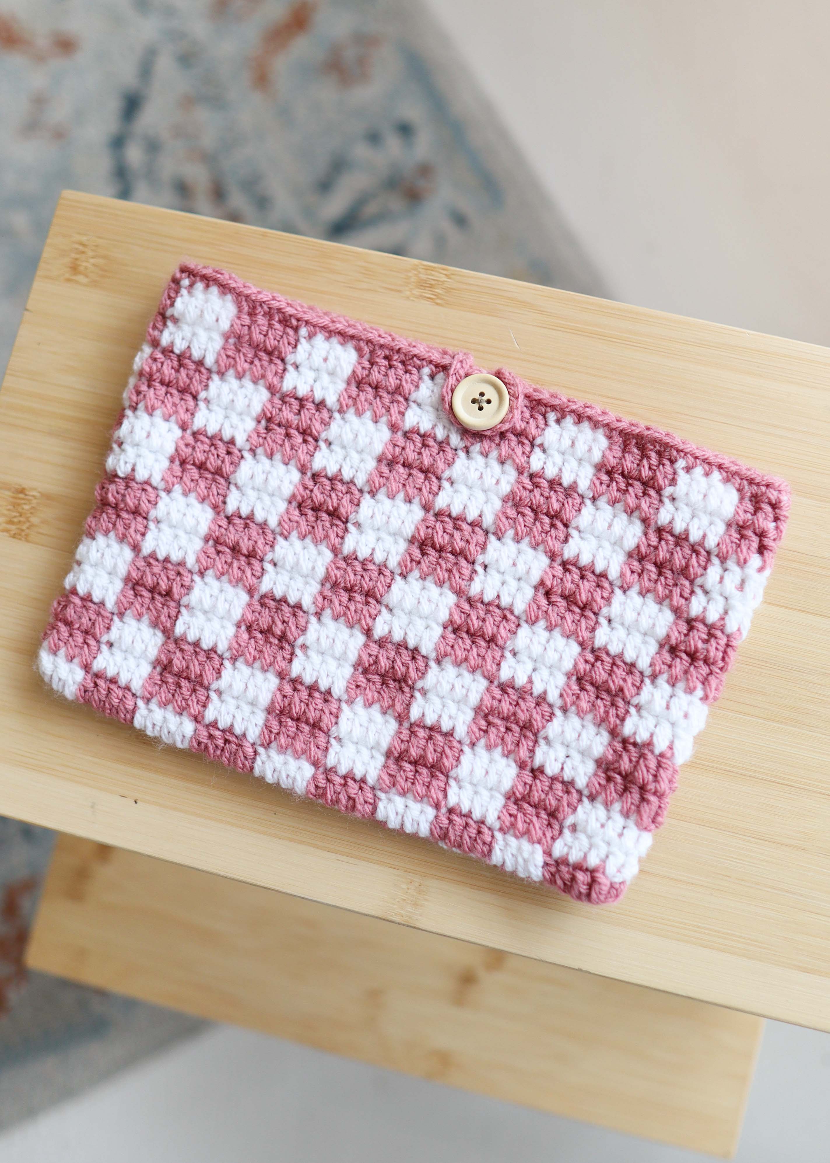 Booksleeve 'pink checkered'