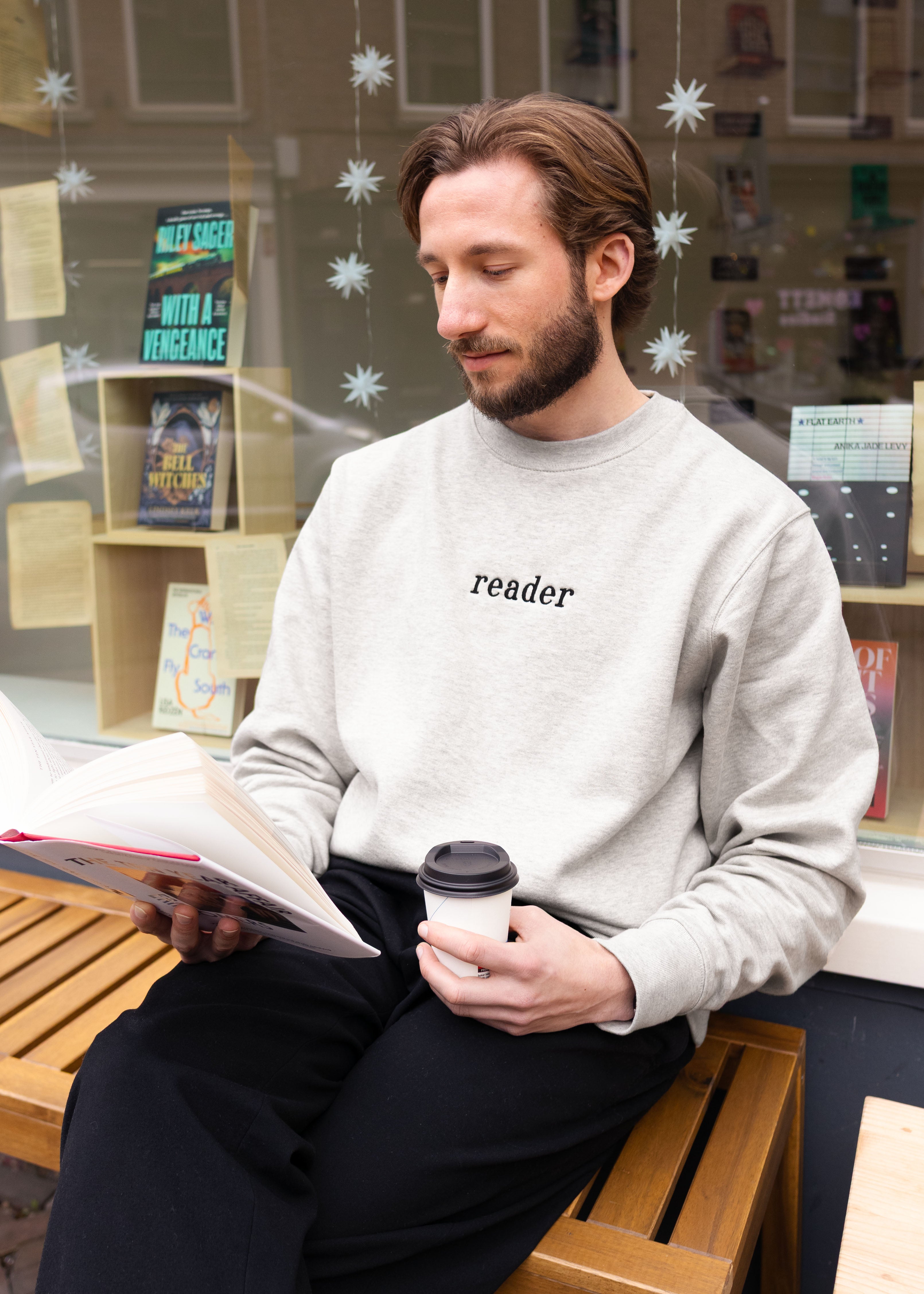 Sweater 'reader' sand grey