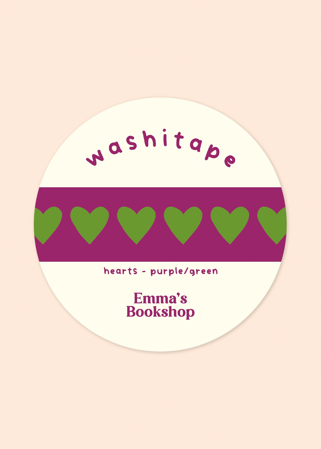 Washitape 'hearts' purple green