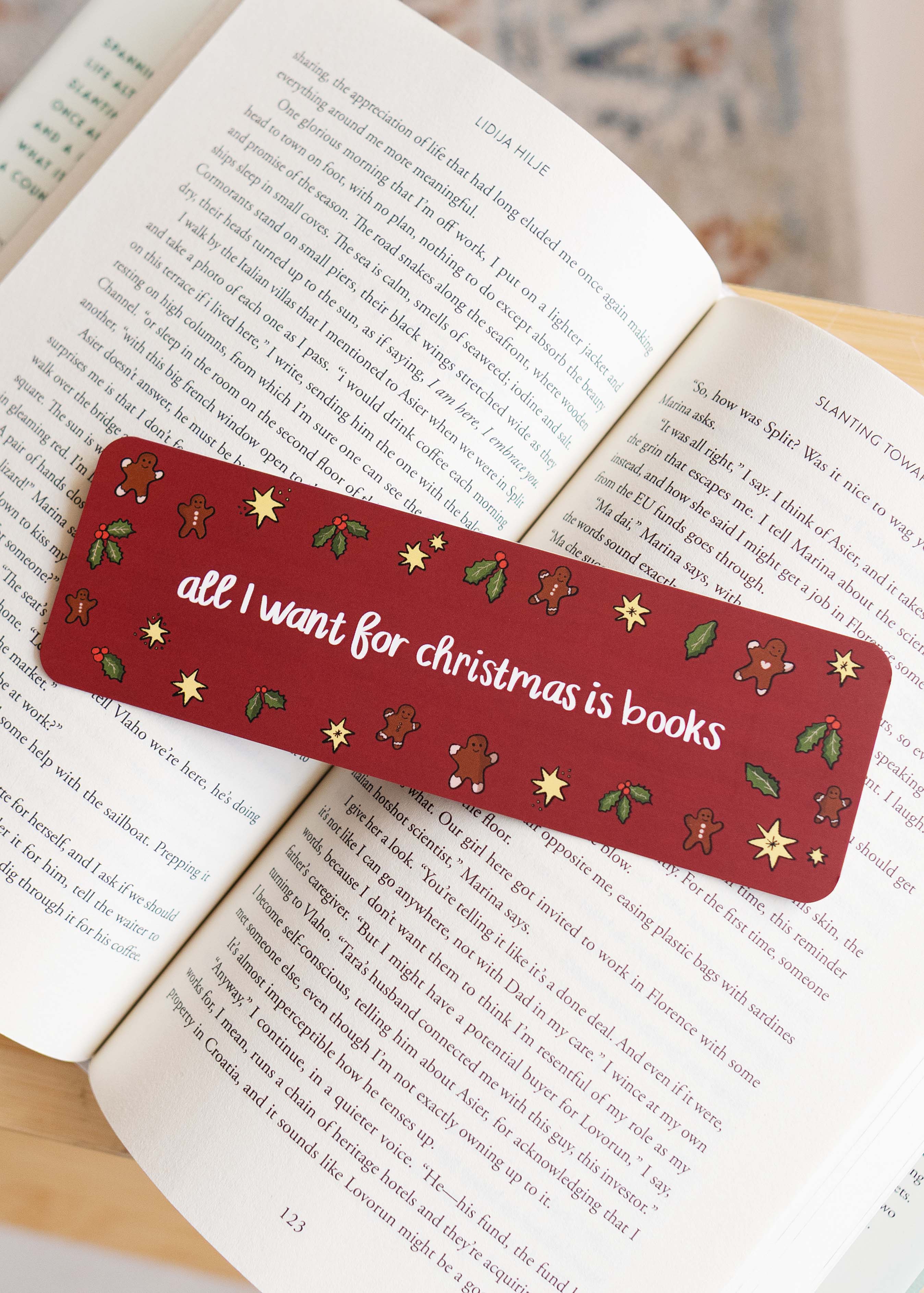 Boekenlegger 'all I want for christmas is books'