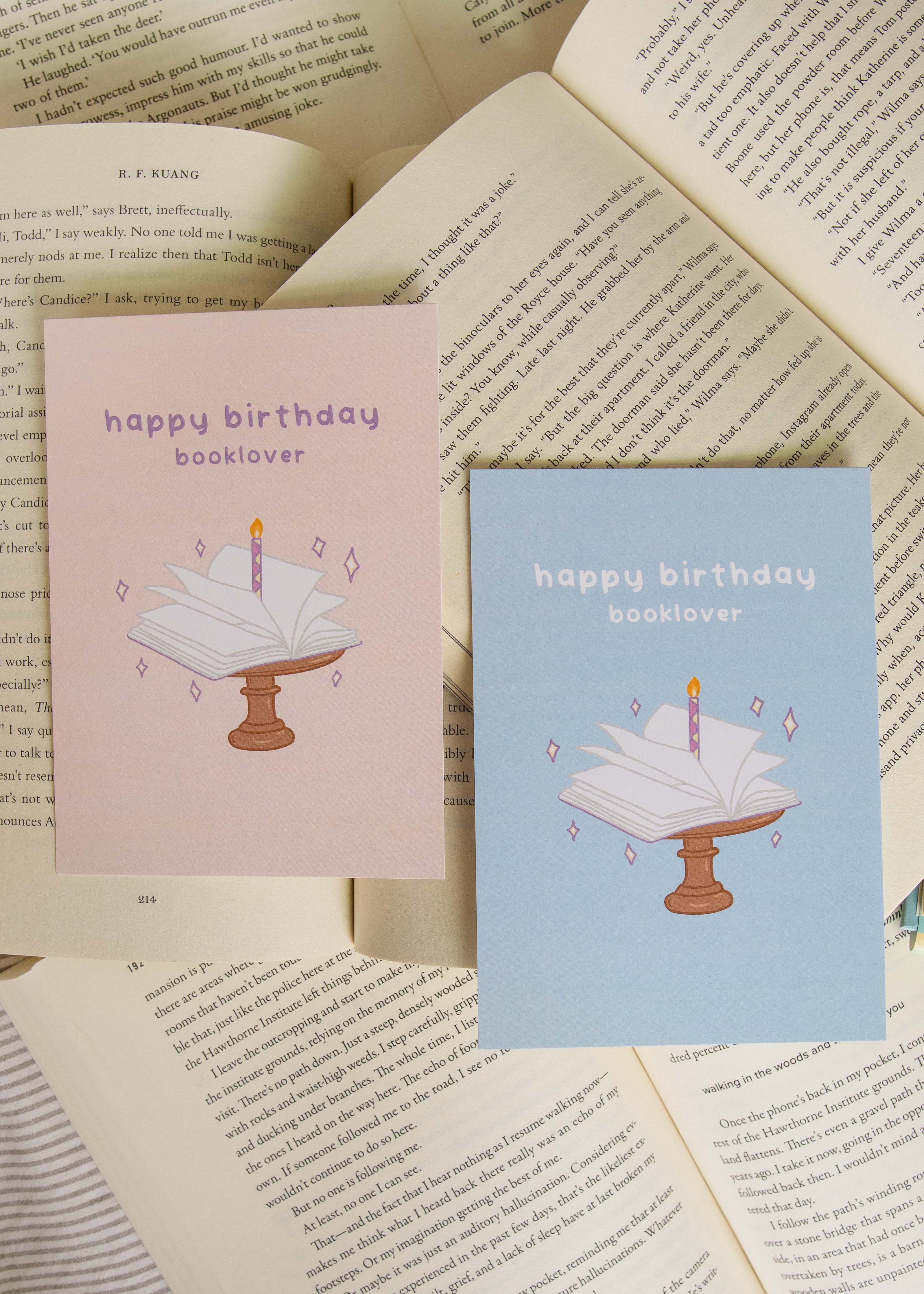 Set van 2 kaarten 'happy birthday booklover'